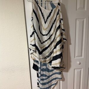 Striped Maxi Dress in Black, White, and Tan